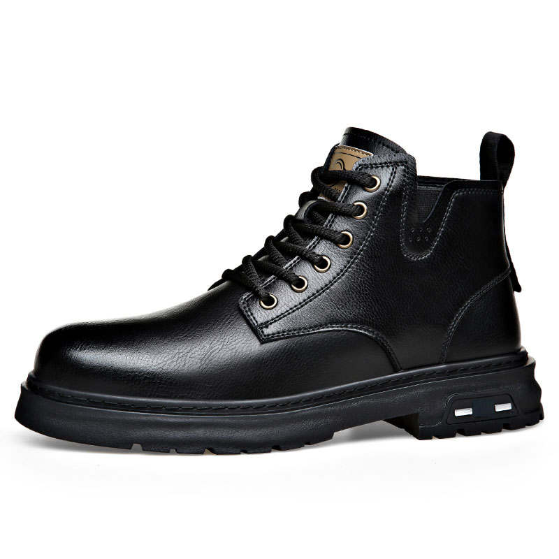 KAQIAODI Cow Split Leather Short Combat Boots Men's
