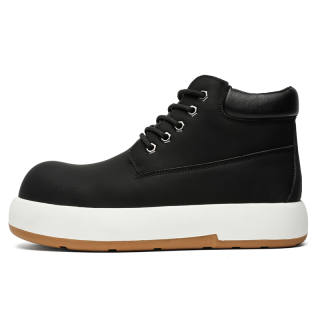 CHILANG Microfiber Leather Short Combat Boots Men's Black
