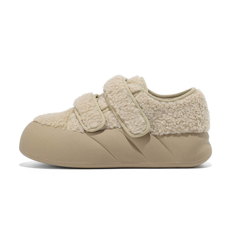 JOSINY Puffy Furry Shoes Thermal Abrasion Resistant Cushioning Height Increasing Slip Resistant