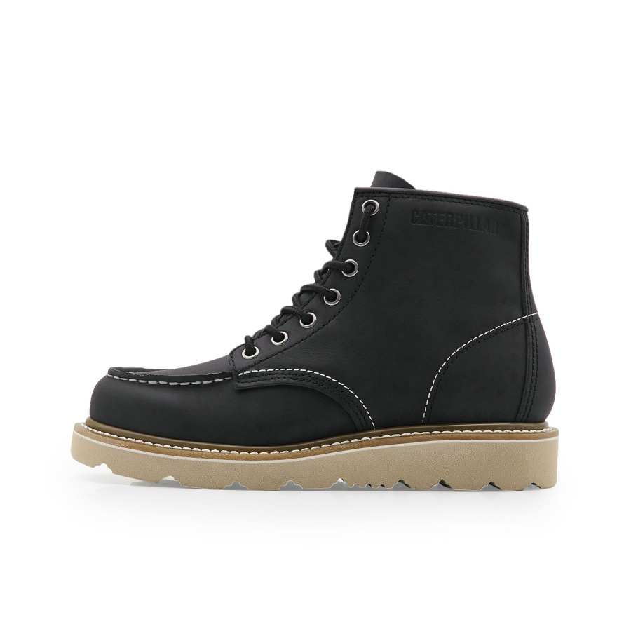 CAT Tradesman Mid Cow Split Leather Abrasion Resistant Slip Resistant Casual Short Outdoor Boots Women's Black