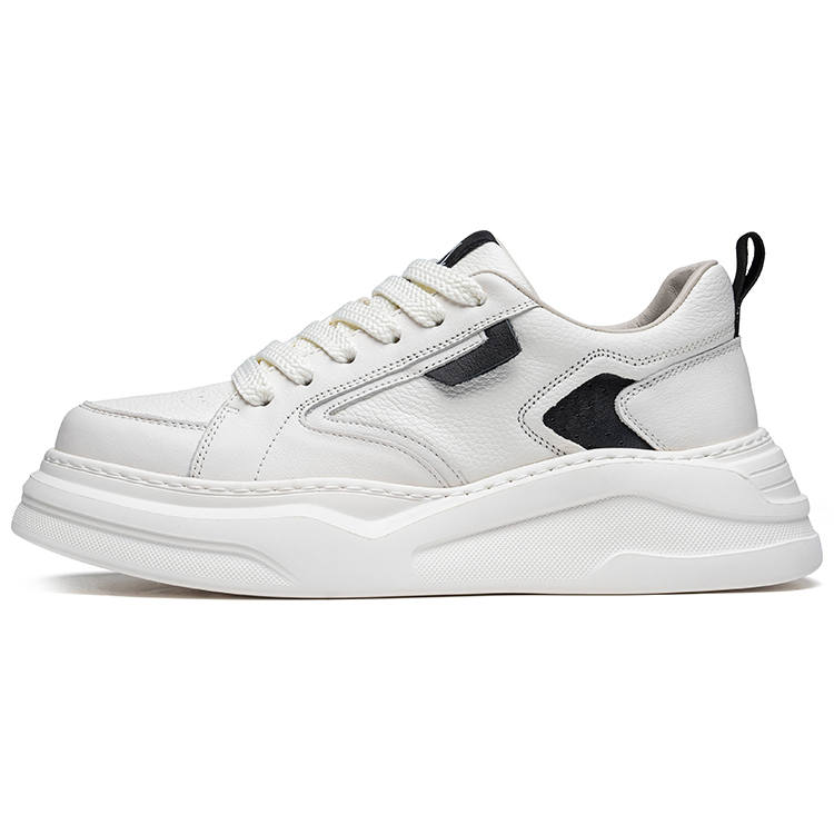 Anthony Miles Cow Leather Trendy Height Increasing Low top Skateboard Shoes Men's White