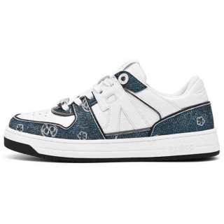 RARE RICH Collection Textile, Cow Leather Low top Skateboard Shoes Women's White Blue