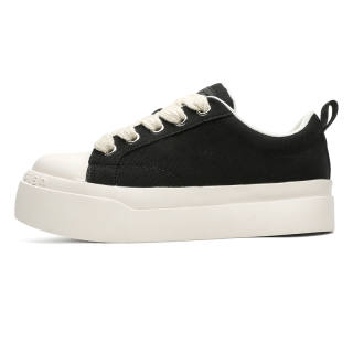 MUPPLE Couple Canvas Low top Skateboard Shoes Unisex Black