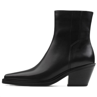 CALVIN LUO Cow Leather Ankle Boots Women's Black