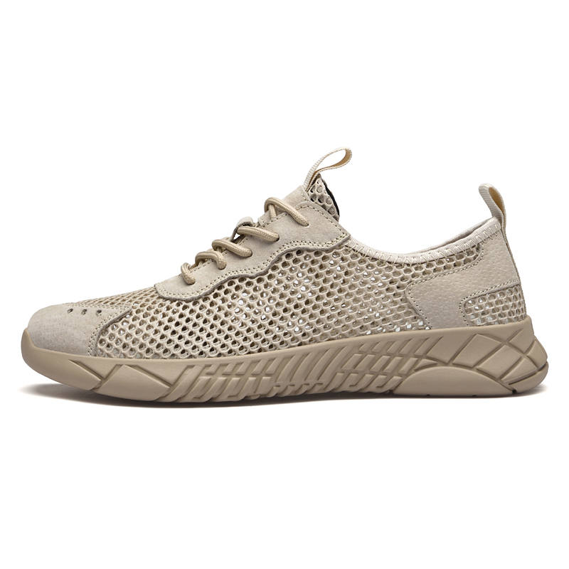 YINGLUNQISHI Mesh Breathable Lightweight Breathable And Lightweight Low top Casual Shoes Men's Khaki