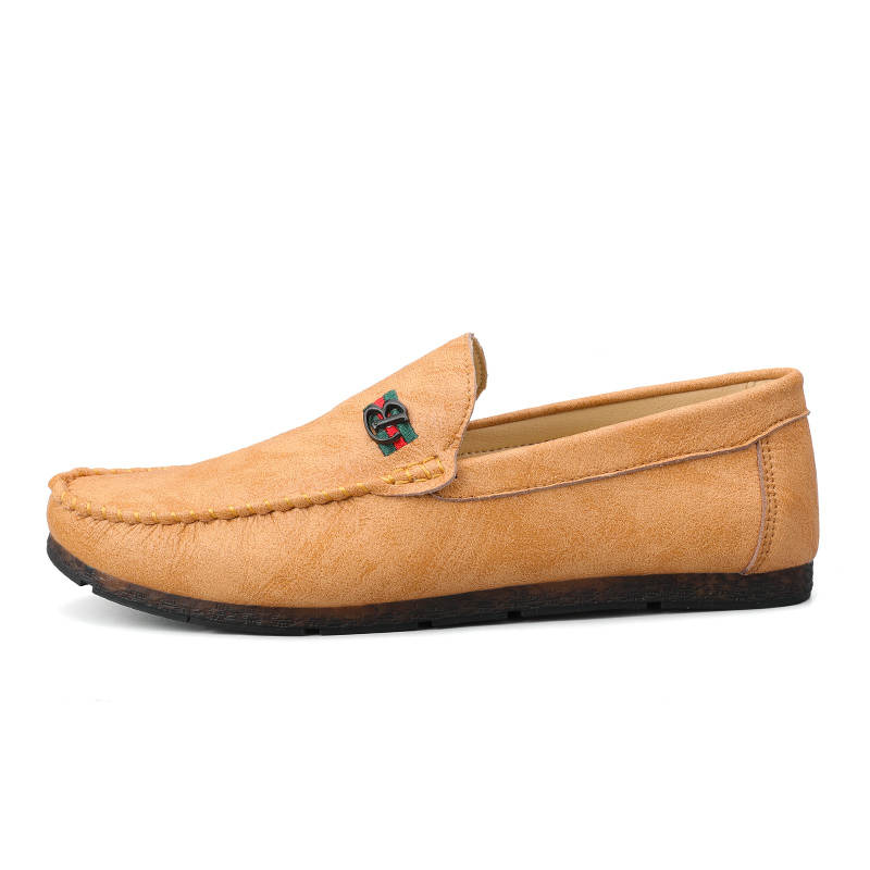 YINGLUNQISHI Cow Split Leather Casual Shoes Men's Brown