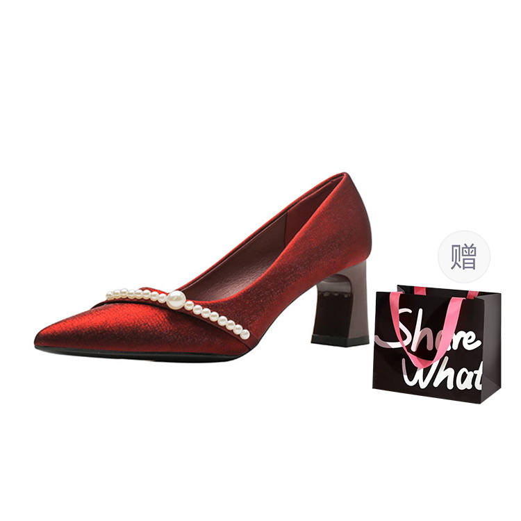 BIGTREE BIGTREE Chunky Heel High Heels Women's Red