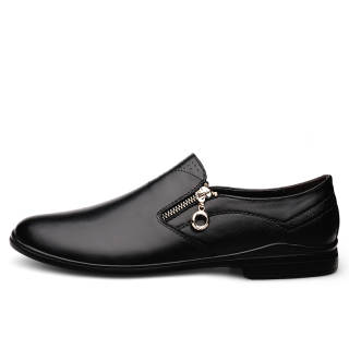 YINGLUNQISHI Top Grain Cow Leather Casual Shoes Men's Black
