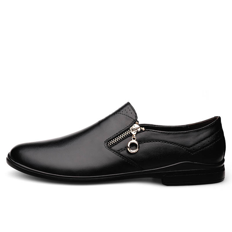 YINGLUNQISHI Top Grain Cow Leather Casual Shoes Men's Black