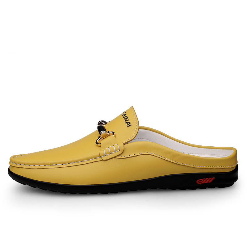 WENNAI Top Grain Cow Leather Gommino Loafers Men's Yellow