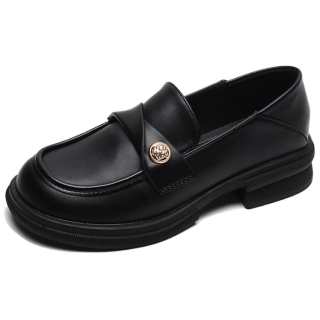 WEISHIBANGWEI Microfiber Leather Loafers 5CM Women's Black
