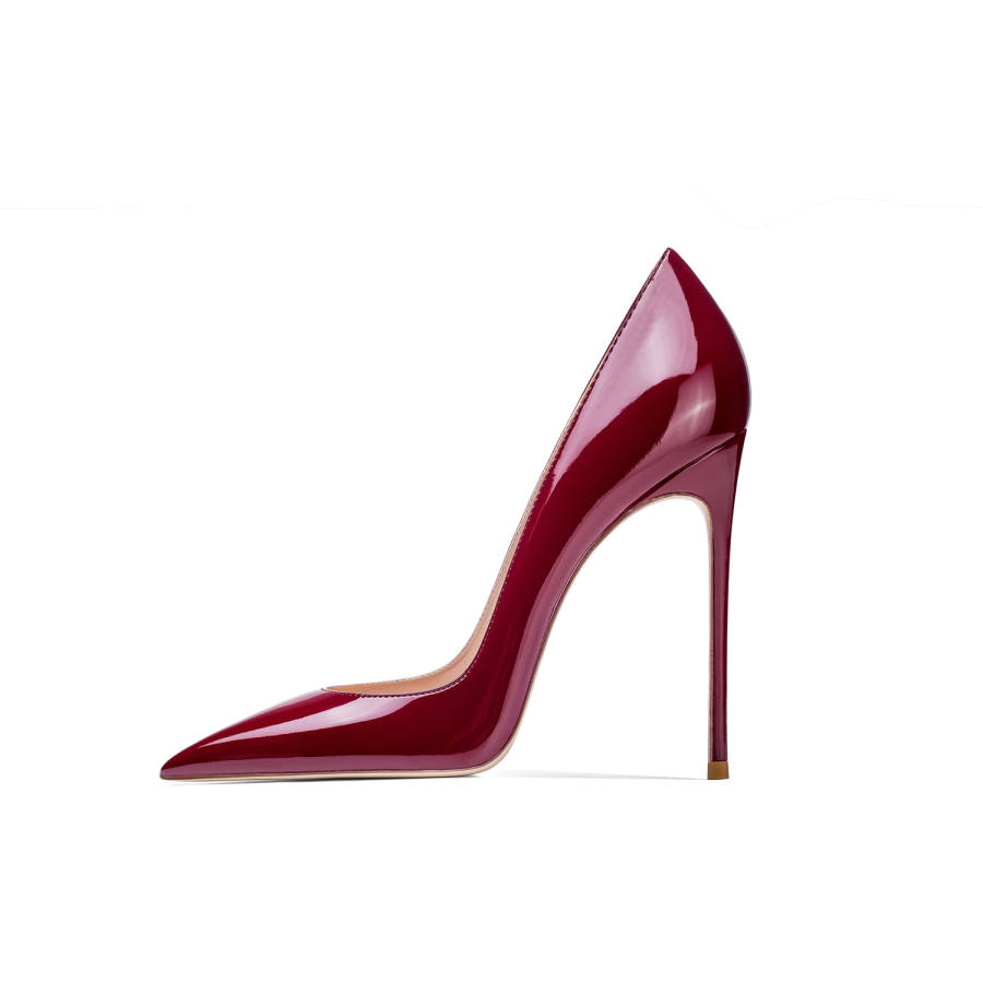 Ganxiaojie Patent Leather High Heels Women's Burgundy