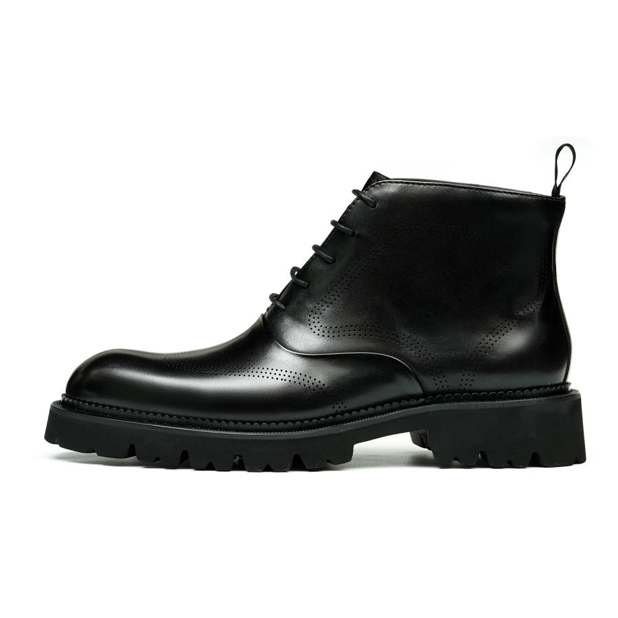 ASTON M.JAZZ Cow Leather Short Combat Boots 4cm Men's