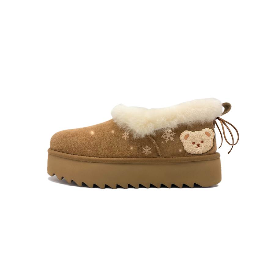 UGG UGG Cow Split Leather Ankle Length Snow Boots Women's Chestnut Brown