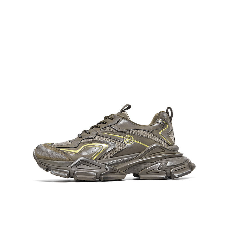 Acupuncture Slip Resistant, Abrasion Resistant, Breathable, Lightweight Low top Chunky Sneakers Men's Khaki