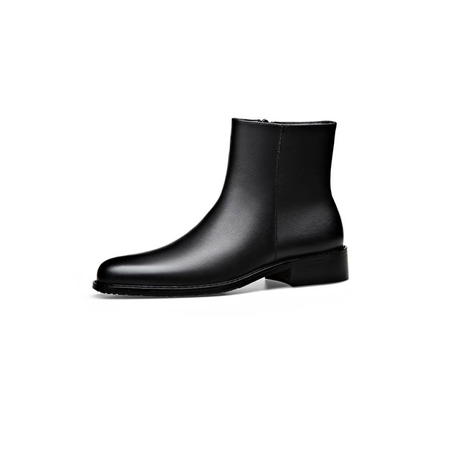 LUOMENG LUOMENG Cow Split Leather Ankle Boots 3.5cm Men's Black