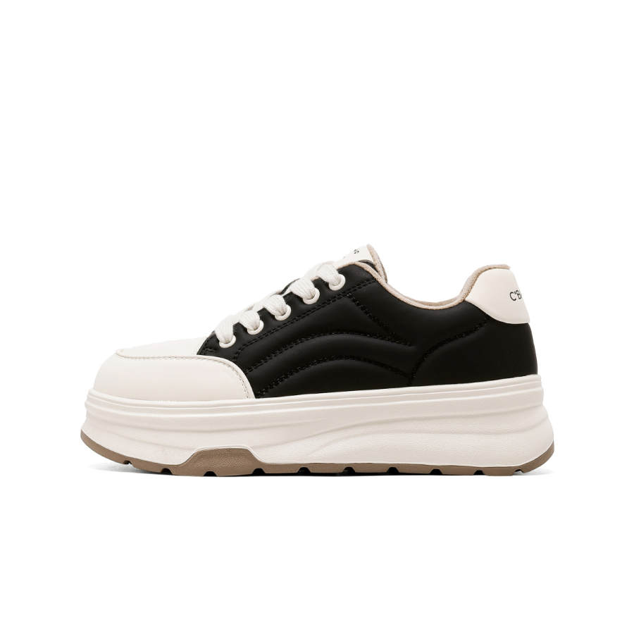 C°BANNER Synthetic Leather Platform Fleece Lined, Versatile Preppy Style Thermal Low top Skateboard Shoes Women's