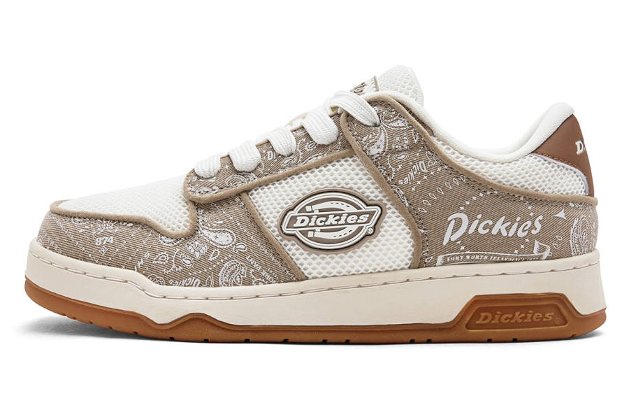 Dickies Textile, Synthetic Leather Lightweight Low top Skateboard Shoes Men's White Khaki