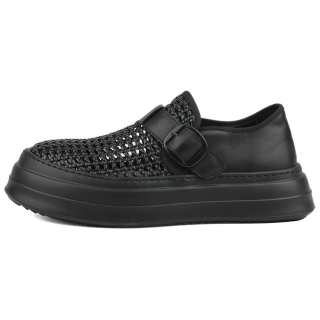 NIUHAN Top Grain Cow Leather Casual Shoes Men's Black