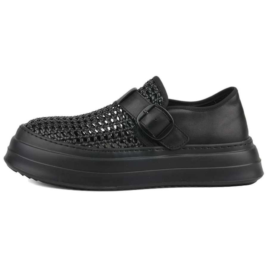 NIUHAN Top Grain Cow Leather Casual Shoes Men's Black