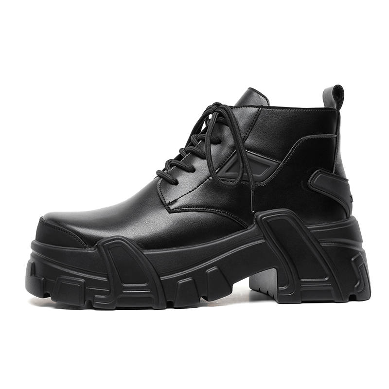 LUOMENG LUOMENG Microfiber Leather Short Combat Boots Men's Black