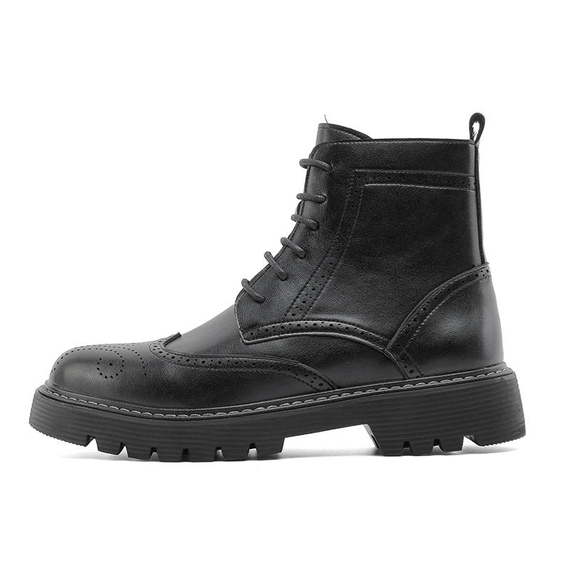 ZHENRAN ZHENRAN Cow Leather Short Combat Boots Men's Black