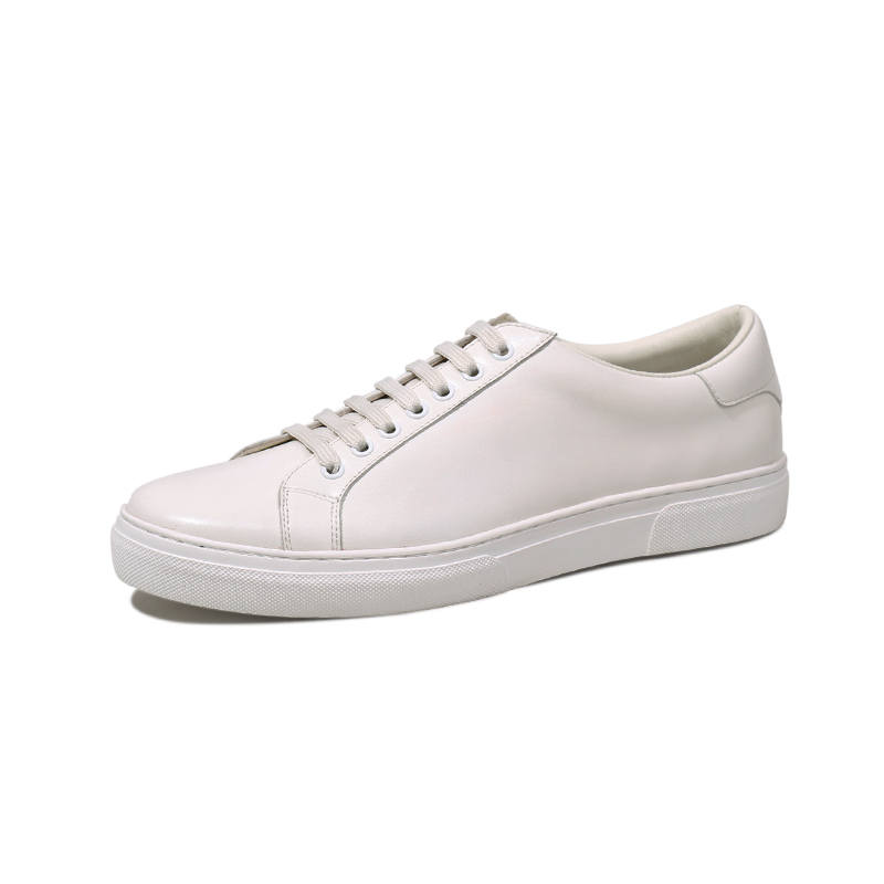 SAINTNJORD Top Grain Cow Leather Low top Skateboard Shoes Men's White