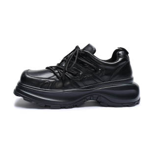 JIDONGRENKOU Cow Split Leather Casual Shoes Men's Black