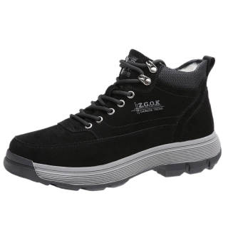 NIANZOUSUO Cow Suede Thickened And Fleece Lined, Shearling, Thermal Slip Resistant High top Casual Shoes Men's