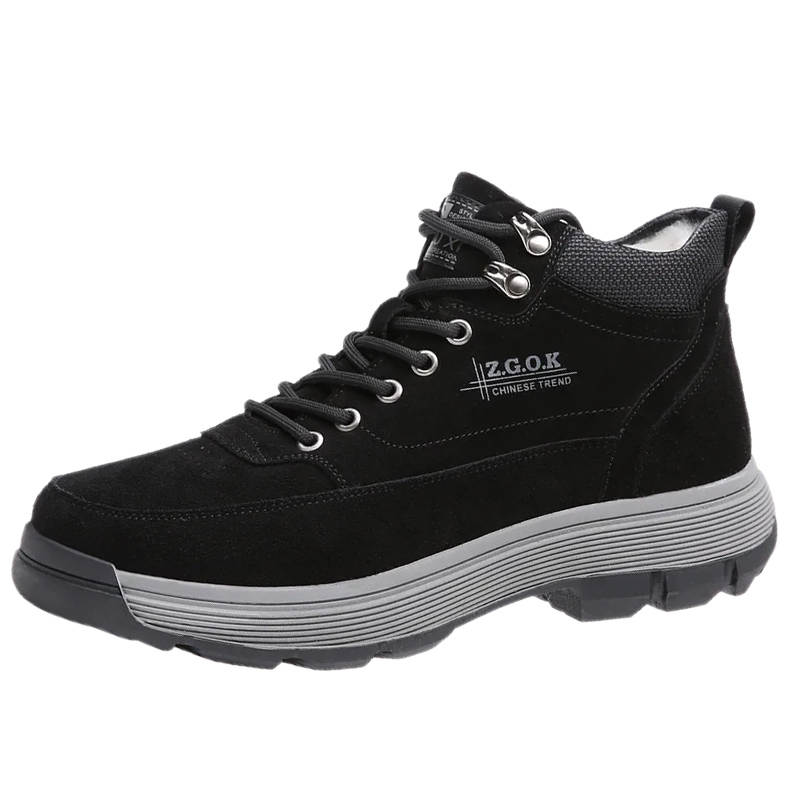 NIANZOUSUO Cow Suede Thickened And Fleece Lined, Shearling, Thermal Slip Resistant High top Casual Shoes Men's