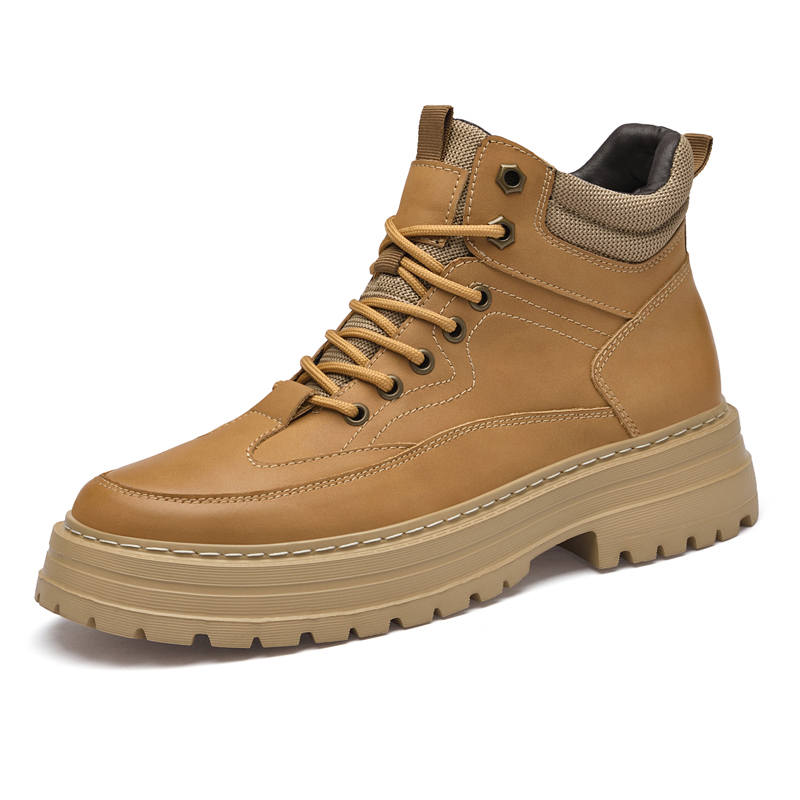 GONGNIULEITING GONGNIULEITING Synthetic Leather Crew Combat Boots 5cm Men's