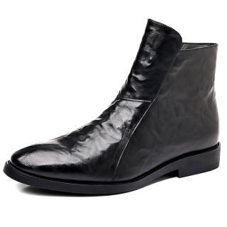 LUOMAIKE Cow Split Leather Ankle Boots Men's Black