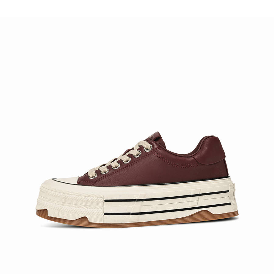 Rosa Bianca Top Grain Cow Leather Low top Skateboard Shoes Women's Ancora Red