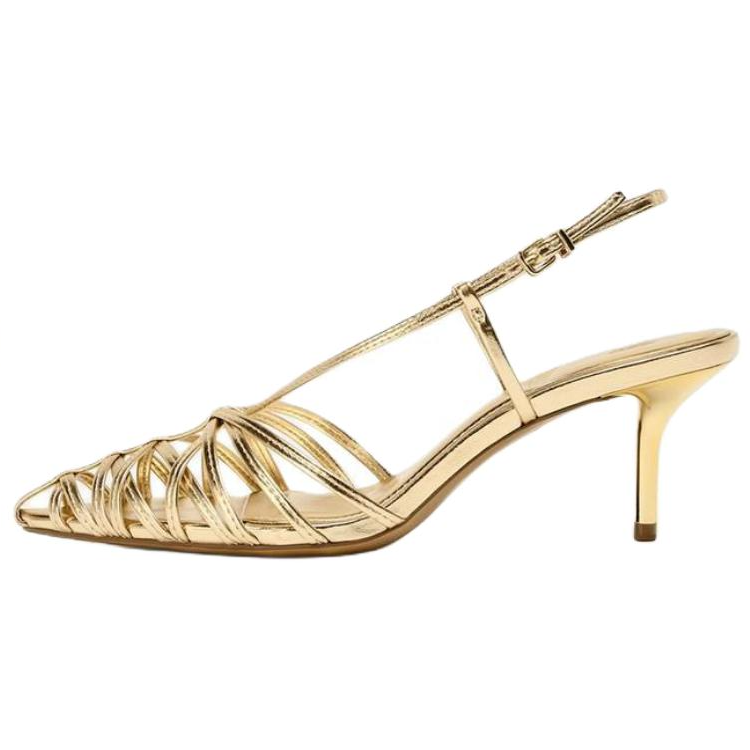 ZARA Slim Heel High Heels 8.5cm Women's Gold