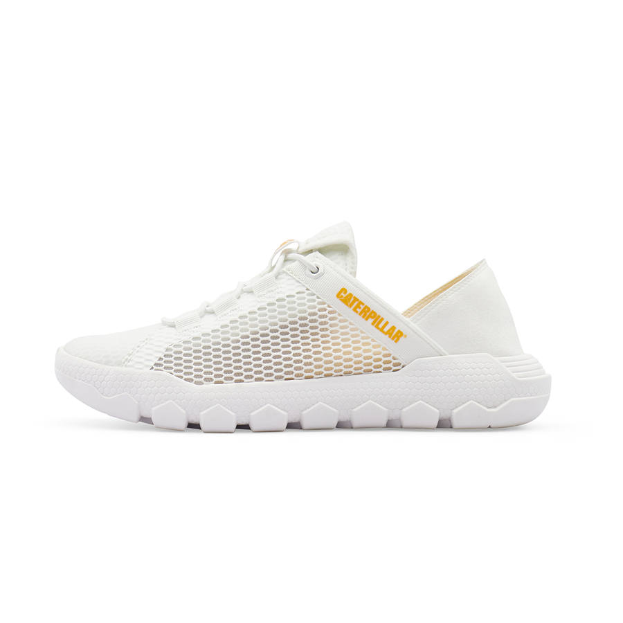 CAT Textile, Synthetic Leather Slip Resistant Low top Casual Shoes Men's White