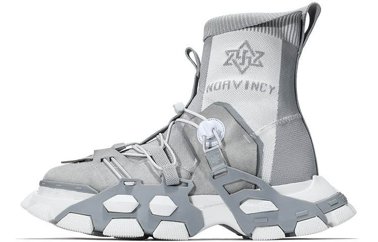 NORVINCY Chunky Sneakers Unisex High Top Gray/Green
