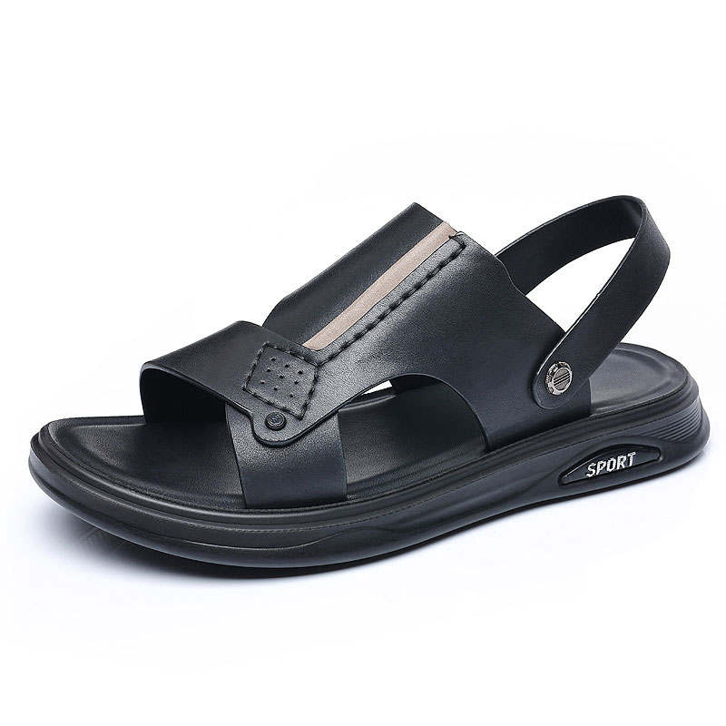 KAQIAODI Cow Leather Beach Sandals Men's