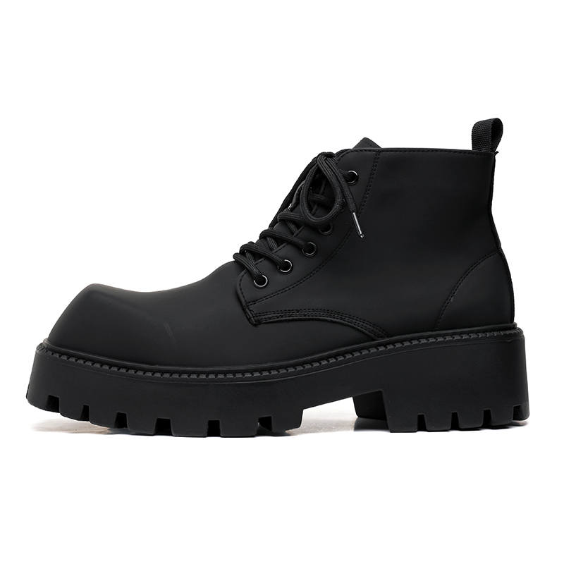 CHILANG CHILANG Microfiber Leather Short Combat Boots Men's Matte Black