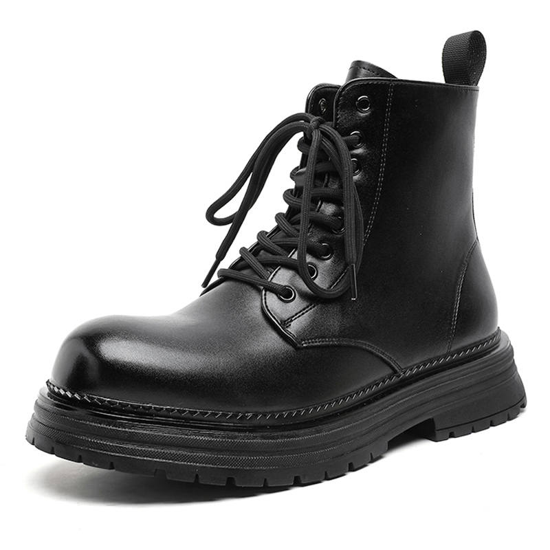 V05 V05 Microfiber Leather Short Combat Boots Men's Black