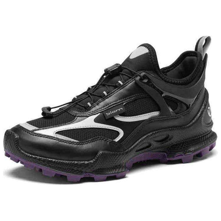 Ecco Biom C Trail Cow Leather Abrasion Resistant Waterproof Low top Mountaineering Shoes Women's Black Purple