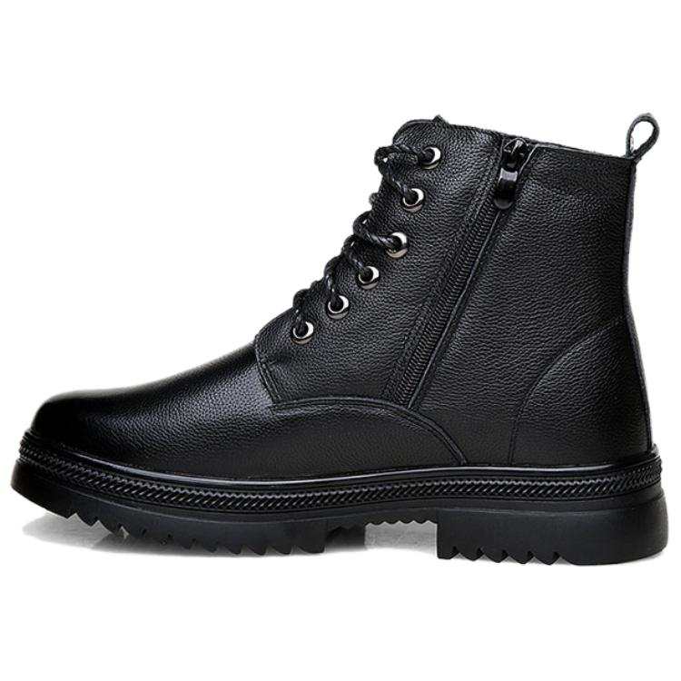 KAQIAODI Cow Split Leather Ankle Boots Men's Black