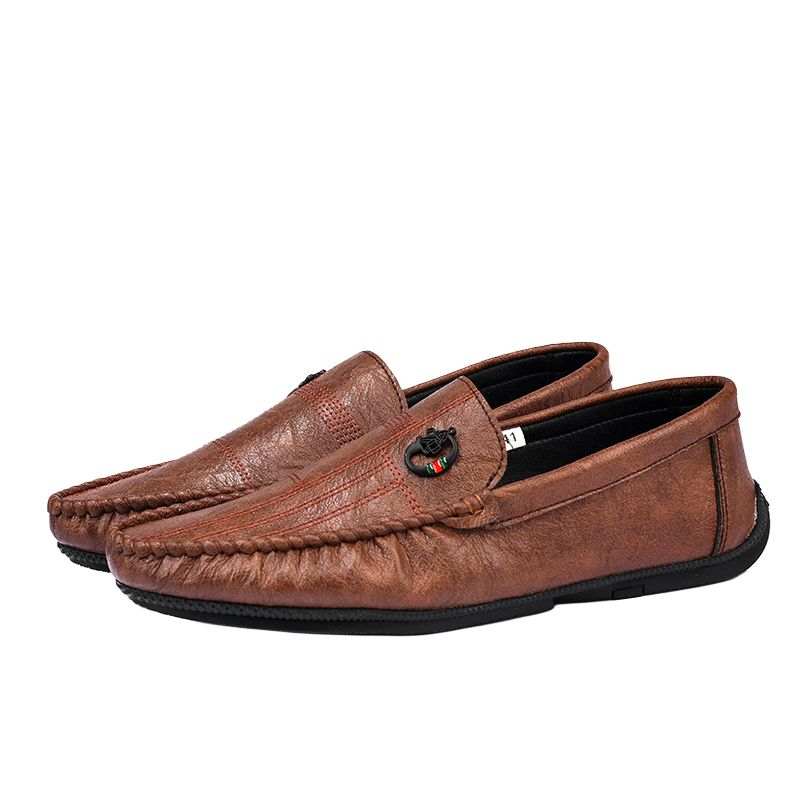 YINGLUNQISHI Cow Split Leather Casual Shoes Men's Brown