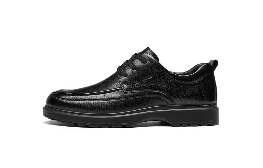 HLA Top Grain Cow Leather Casual Leather Shoes Men's Black