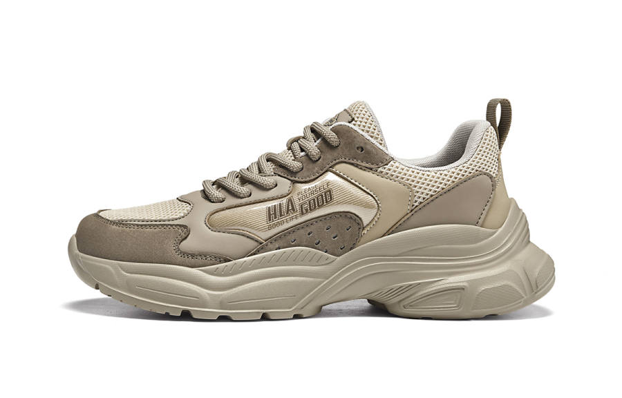 HLA Chunky Sneakers Men's Low Top Ecru/Brown