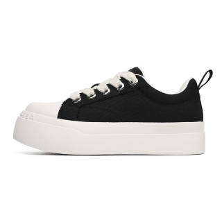 JUMP&FISH Fabric Fashion Trend Low top Skateboard Shoes Unisex Black
