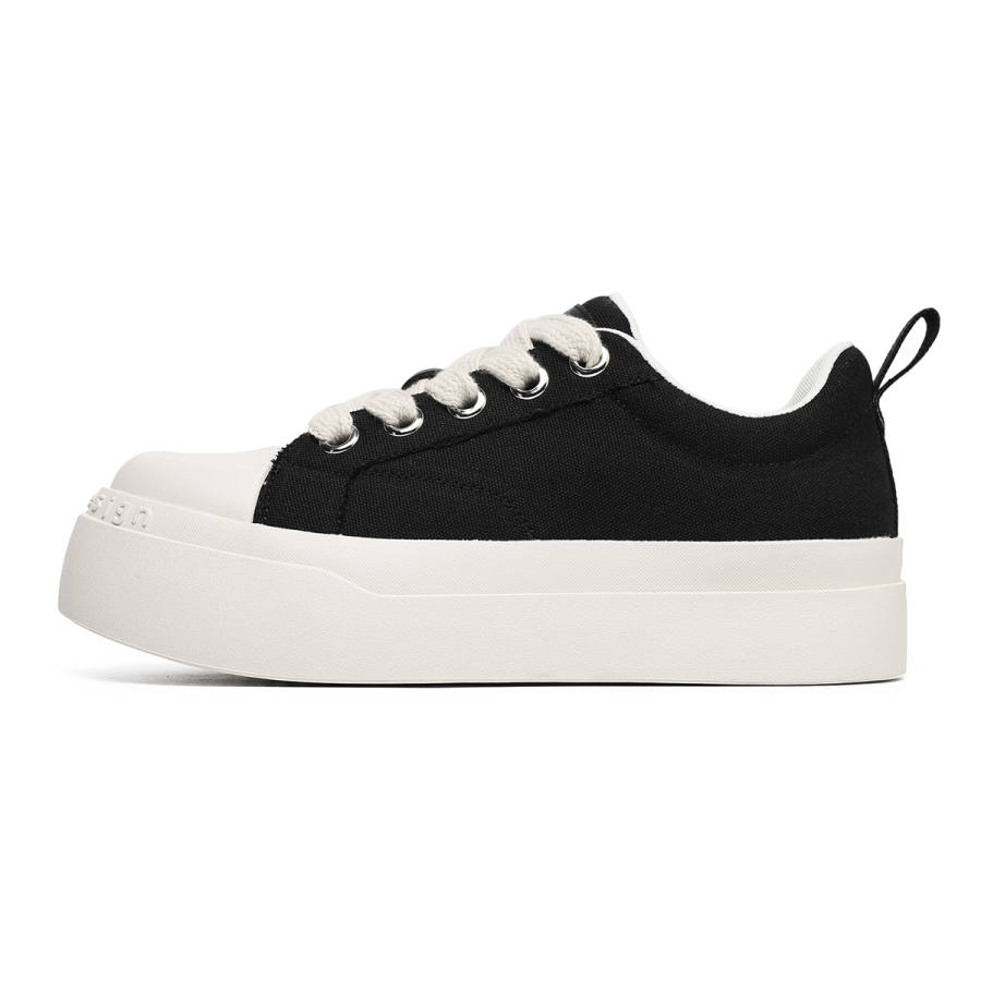 JUMP&FISH Fabric Fashion Trend Low top Skateboard Shoes Unisex Black