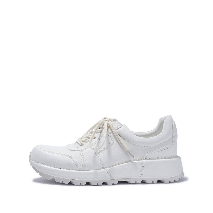 SELAIYA Top Grain Cow Leather Low top Casual Shoes Women's White