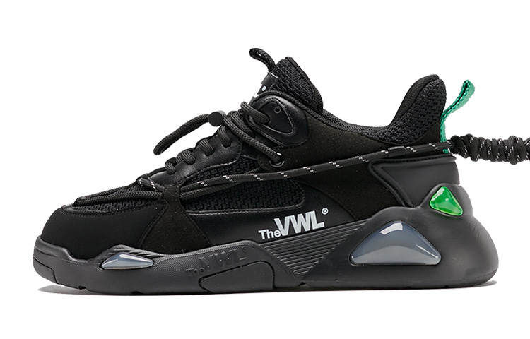 VWL Twt Height Increasing Lightweight Breathable Mid top Chunky Sneakers Unisex Black