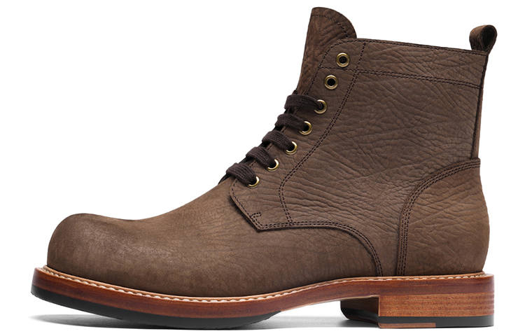 Roberta Di Camerino Cow Leather Short Combat Boots Men's Brown