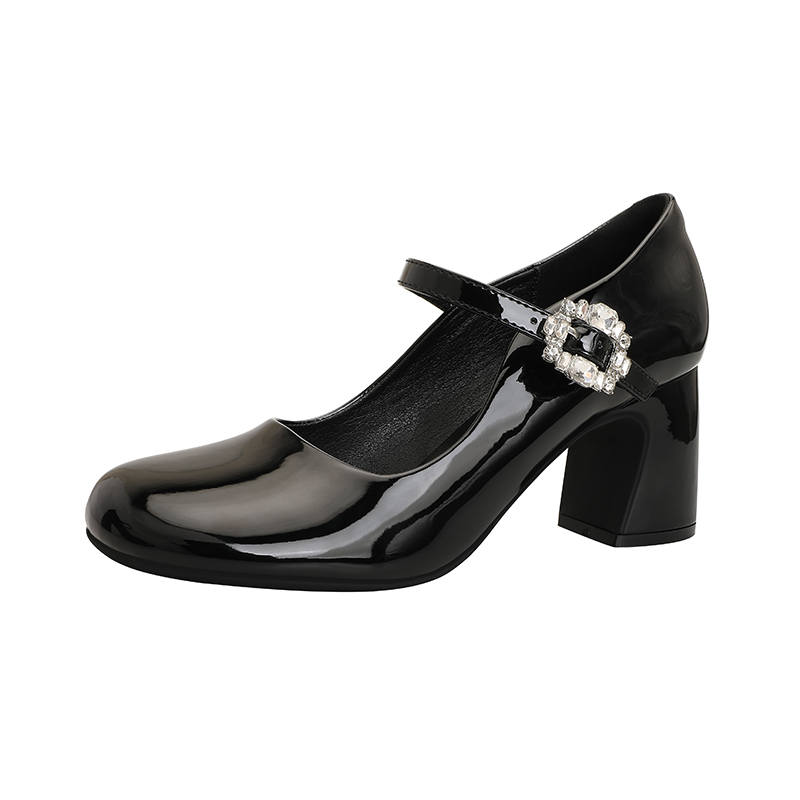 TATAYA Microfiber Leather Chunky Heel Mary Jane Shoes Women's